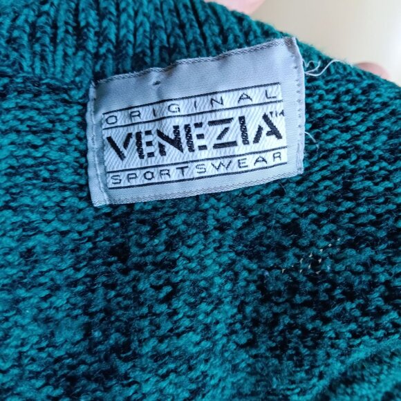 Vintage Women's Sweater Venezia Sportswear Pullover Green Knit OSFA One Size 90s - Picture 3 of 7